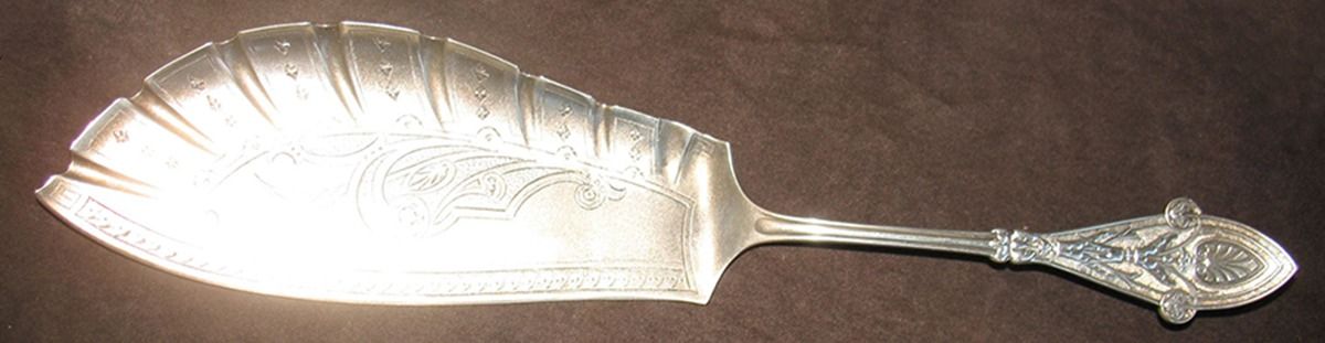 Italian (Sterling, 1870) Large Solid Bright Cut Fish Serving Knife by Tiffany & CO SILVER-1