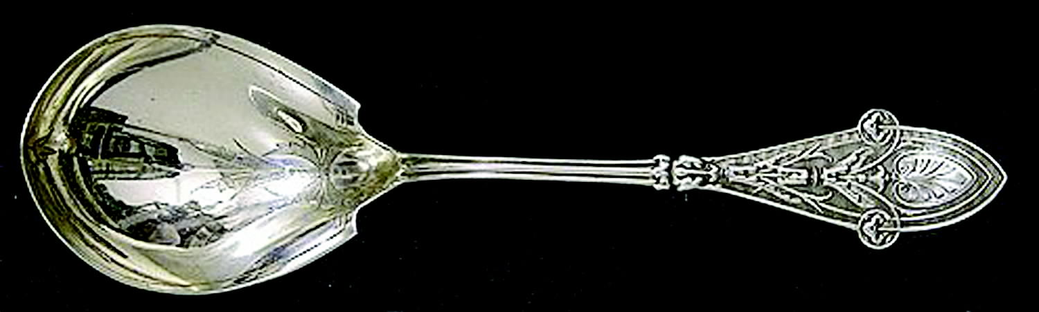 Italian (Sterling, 1870) Salad Serving Spoon, Bright Cut Solid Piece by Tiffany & CO SILVER-1