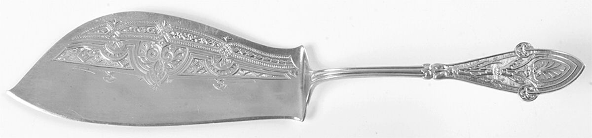 Italian (Sterling, 1870) Large Solid Bright Cut Fish Serving Knife by Tiffany & CO SILVER-1