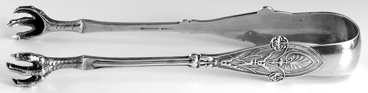 Italian (Sterling, 1870) Large Sugar Tongs W/Claw Tips by Tiffany & CO SILVER-1