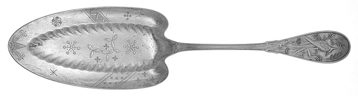 Japanese (Sterling, 1871, No Monograms) Large Solid Bright Cut Pie Knife by Tiffany & CO SILVER-1