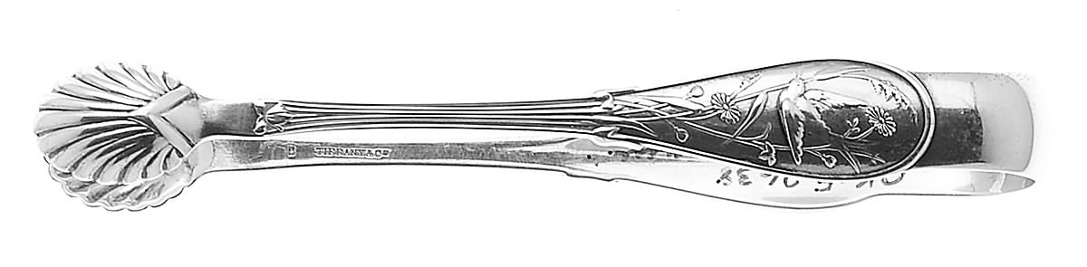 Japanese (Sterling, 1871, No Monograms) Sugar Tongs Small with Shell Tips by Tiffany & CO SILVER-1