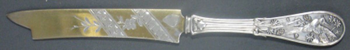 Japanese (Sterling, 1871, No Monograms) Bright Cut Solid Pickle Serving Knife by Tiffany & CO SILVER-1