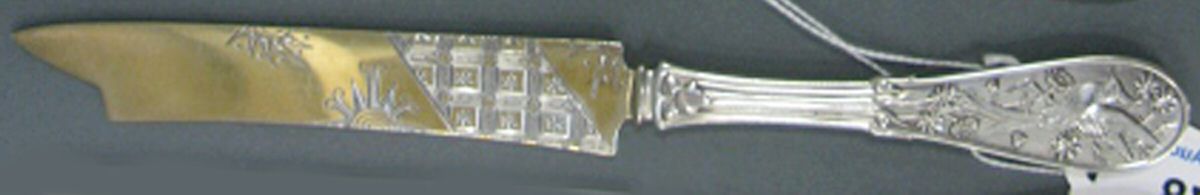 Japanese (Sterling, 1871, No Monograms) Bright Cut Solid Pickle Serving Knife by Tiffany & CO SILVER-1