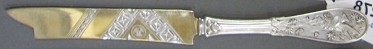 Japanese (Sterling, 1871, No Monograms) Bright Cut Solid Pickle Serving Knife by Tiffany & CO SILVER-1