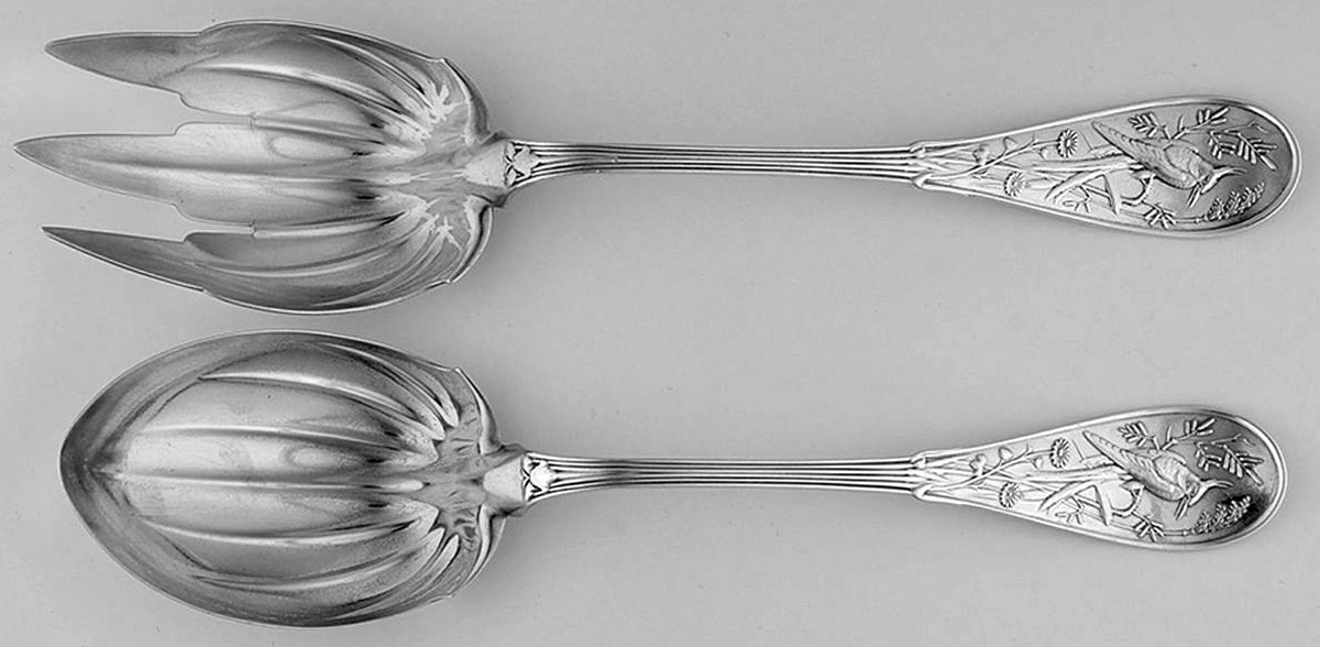Japanese (Sterling, 1871, No Monograms) (2 Pc) Solid Salad Set by Tiffany & CO SILVER-1