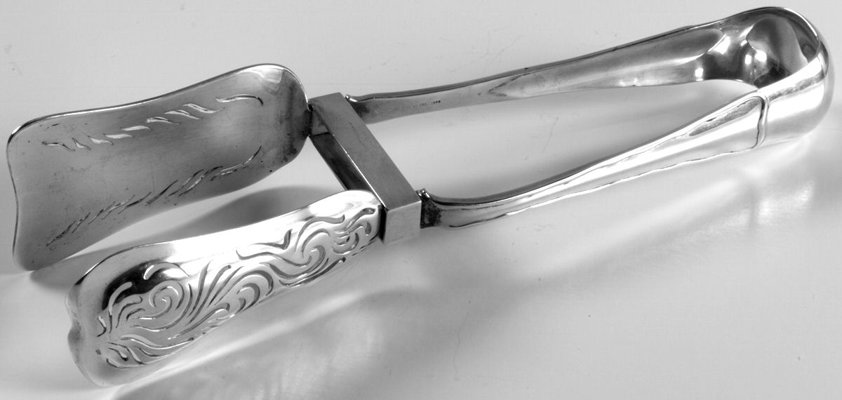 Lap-Over-Edge (Sterling, 1880) Solid Yoked Asparagus Tongs by Tiffany & CO SILVER-1