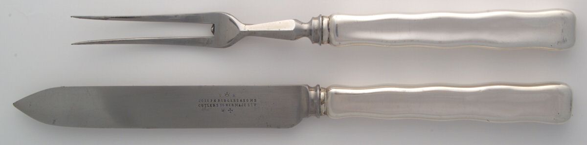 Lap-Over-Edge (Sterling, 1880) Small Stainless Blade 2-Piece Steak Carving Set by Tiffany & CO SILVER-1
