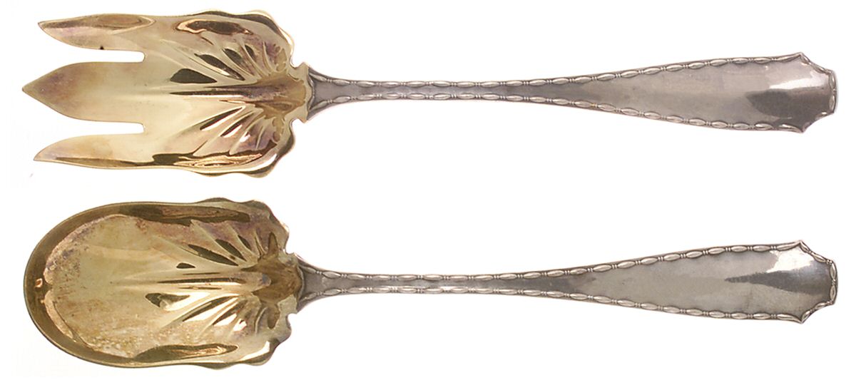 Marquise (Sterling, 1902, No Monograms) (2 Pc) Solid Salad Set by Tiffany & CO SILVER-1