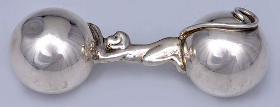 Monkey (Sterling) Dumbbell Baby Rattle by Tiffany & CO SILVER-1