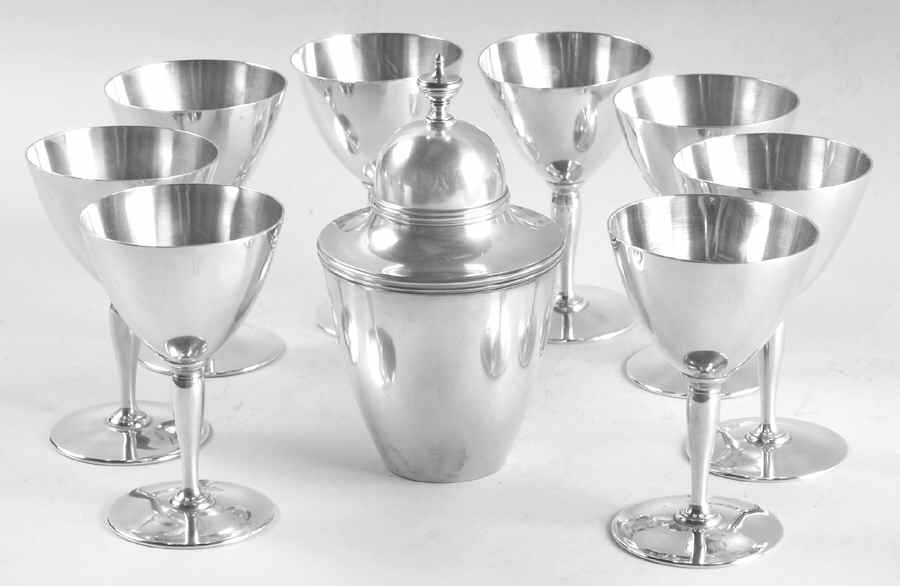Sterling Hollowware Martini Set 9 Pc (Shaker & 8 Glasses) by Tiffany & CO SILVER-1