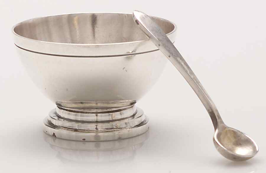 22317 (Sterling, Hollowware) Sterling Open Salt and Spoon Individual by Tiffany & CO SILVER-1