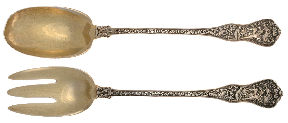 Olympian (Sterling, 1878, No Monograms) Solid Oversized Serving Salad Set by Tiffany & CO SILVER-1