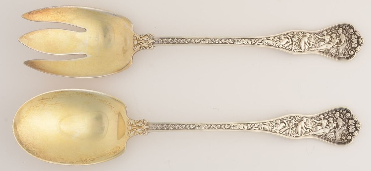 Olympian (Sterling, 1878, No Monograms) (2 Pc) Solid Salad Set by Tiffany & CO SILVER-1
