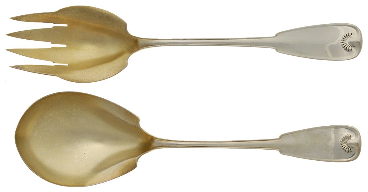 Palm (Sterling, 1871) (2 Pc) Solid Salad Set by Tiffany & CO SILVER-1