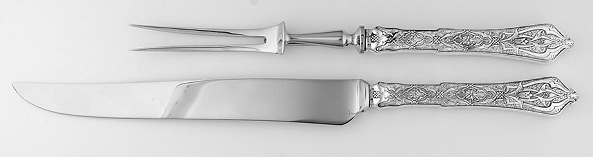 Persian (Sterling, 1872) Large 2-Piece Roast Carving Set w/Stainless Blade by Tiffany & CO SILVER-1