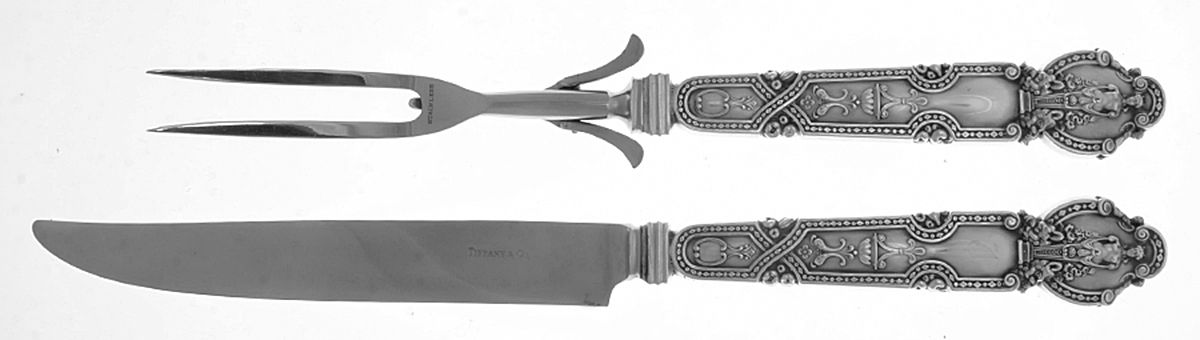 Renaissance (Sterling, 1905) Large 2-Piece Roast Carving Set w/Stainless Blade by Tiffany & CO SILVER-1