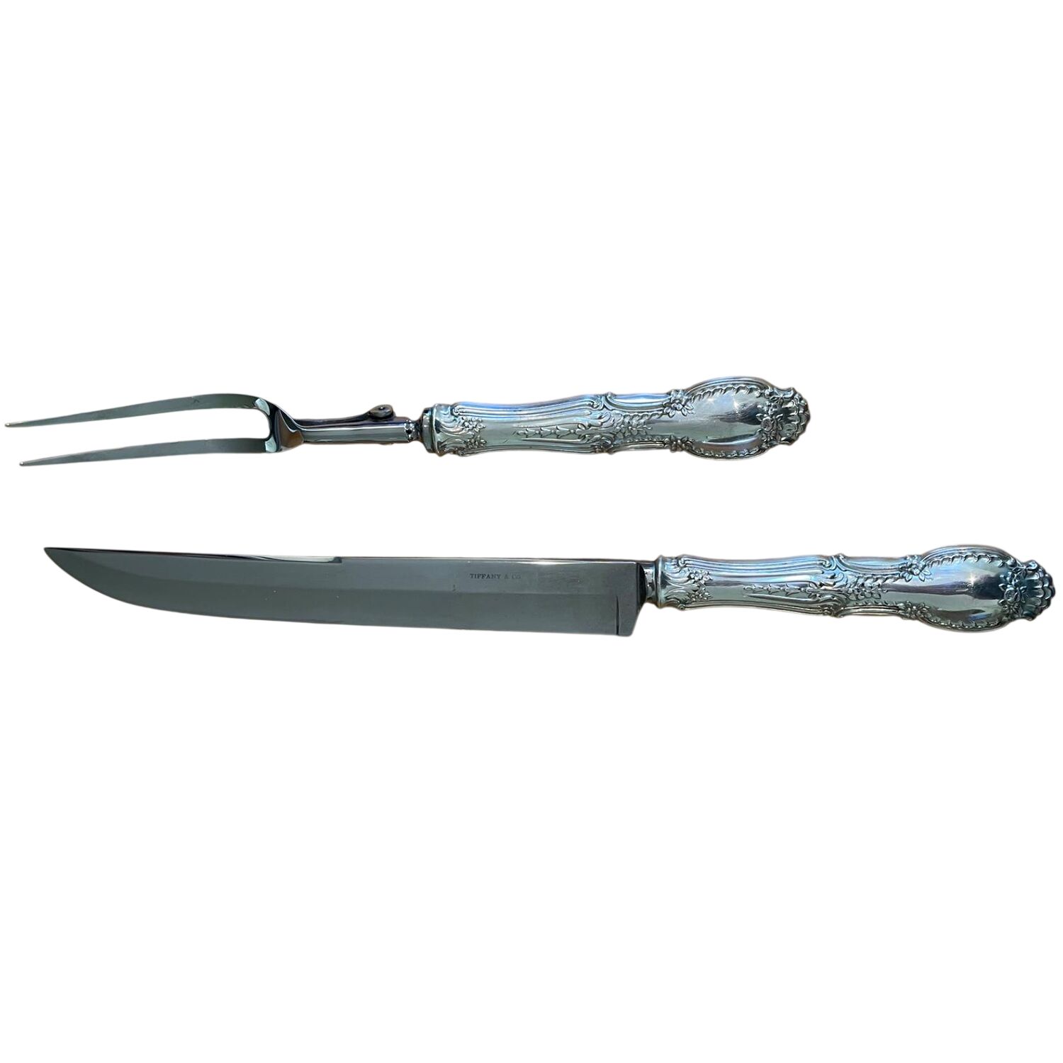 Richelieu (Sterling, 1892, No Monograms) Small Stainless Blade 2-Piece Steak Carving Set by Tiffany & CO SILVER-1