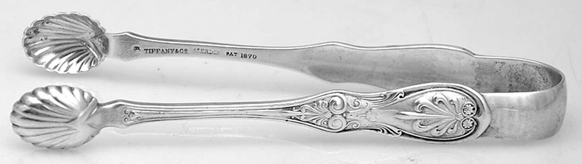 Saratoga (Sterling, 1870, No Monograms) Sugar Tongs Small with Shell Tips by Tiffany & CO SILVER-1