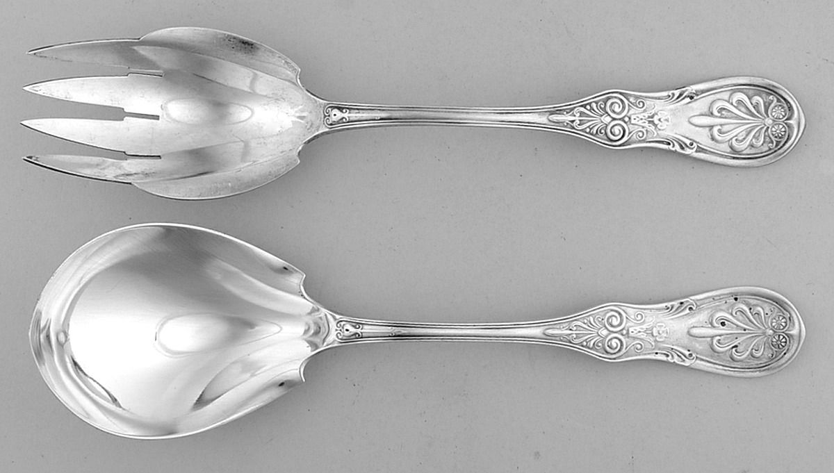 Saratoga (Sterling, 1870, No Monograms) (2 Pc) Solid Salad Set by Tiffany & CO SILVER-1