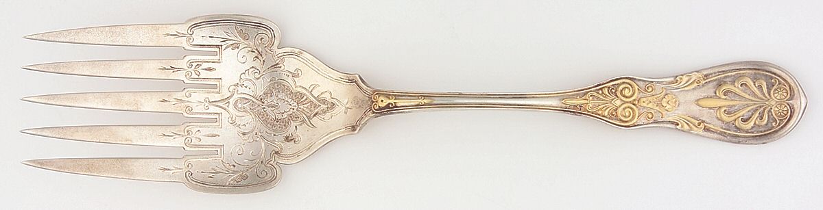 Saratoga (Sterling, 1870, No Monograms) Large Solid Bright Fish Serving Fork by Tiffany & CO SILVER-1