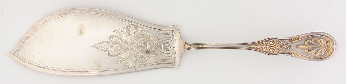 Saratoga (Sterling, 1870, No Monograms) Large Solid Bright Cut Fish Serving Knife by Tiffany & CO SILVER-1