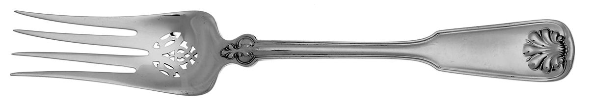 Shell & Thread (Sterling, 1905, No Monograms) Large Solid Cold Meat Serving Fork by Tiffany & CO SILVER-1