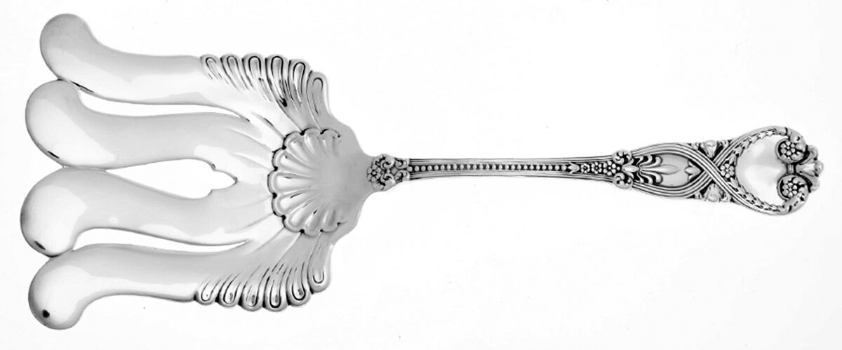 St. James (Sterling, 1898, No Monograms) Large Solid Asparagus Serving Fork by Tiffany & CO SILVER-1