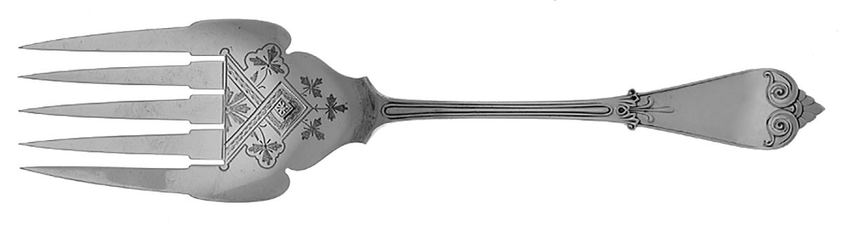 Tiffany (Sterling, 1869) Large Solid Bright Cut Fish Serving Fork by Tiffany & CO SILVER-1