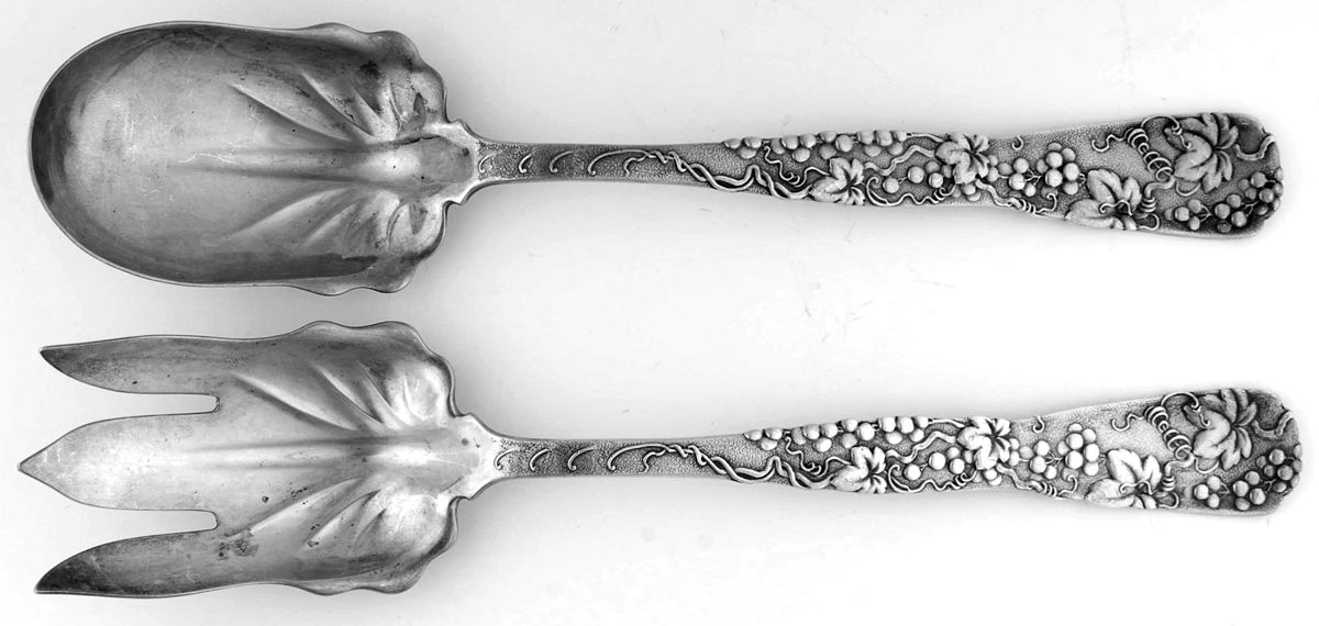 Vine-Multi Motif (Sterling, 1872) (2 Pc) Solid Salad Set by Tiffany & CO SILVER-1