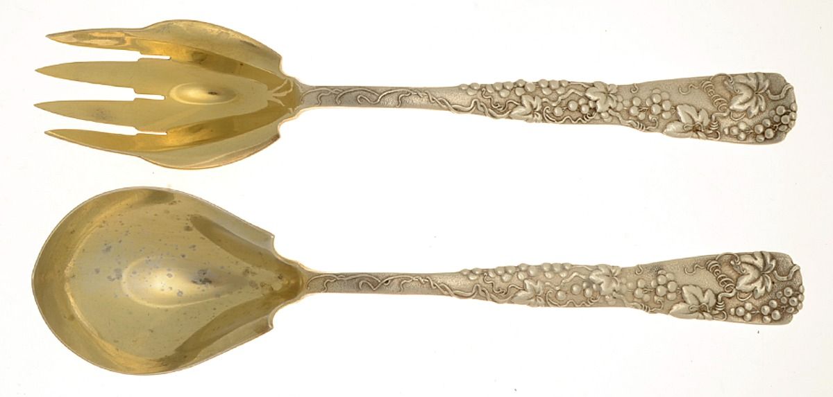 Vine-Multi Motif (Sterling, 1872) Solid Oversized Serving Salad Set by Tiffany & CO SILVER-1