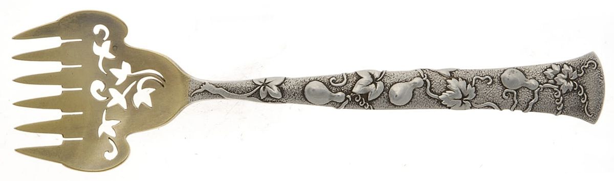 Vine-Multi Motif (Sterling, 1872) Small Solid Tined Sardine Serving Fork by Tiffany & CO SILVER-1