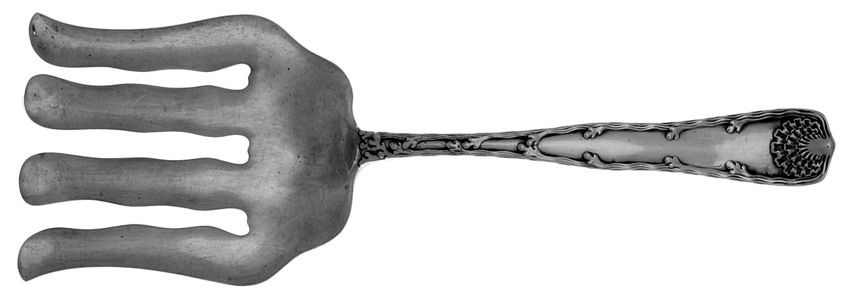 Wave Edge (Sterling, 1884) Large Solid Asparagus Serving Fork by Tiffany & CO SILVER-1