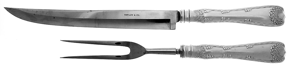 Wave Edge (Sterling, 1884) Large 2-Piece Roast Carving Set w/Stainless Blade by Tiffany & CO SILVER-1