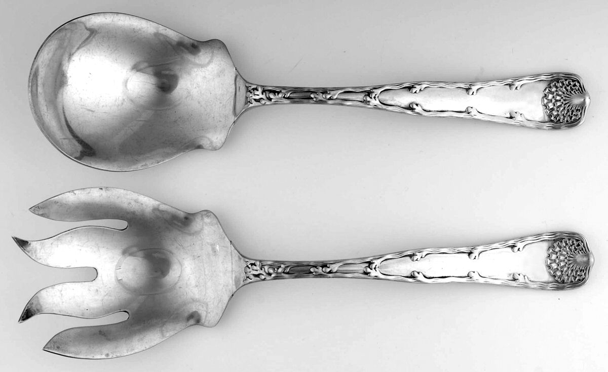 Wave Edge (Sterling, 1884) Solid 2-Piece Vegetable Serving Set by Tiffany & CO SILVER-1
