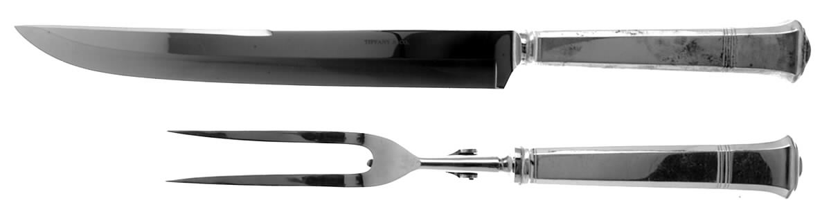 Windham (Sterling, 1923, No Monograms) Large 2-Piece Roast Carving Set w/Stainless Blade by Tiffany & CO SILVER-1