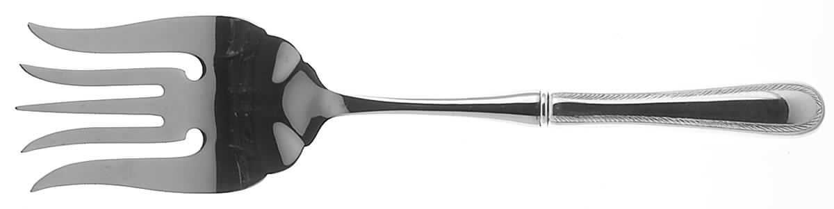 Feather Edge (Sterling, 1938, Large Stainless-Tine Cold Meat Serving Fork by Tuttle-1