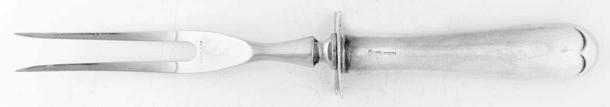 Feather Edge (Sterling, 1938, Large Stainless-Prong Roast Carving Fork by Tuttle-1