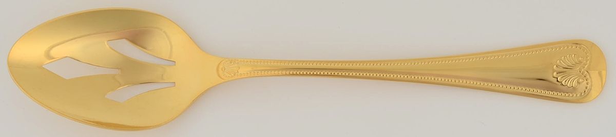 Abbey Shell (Gold Electroplate) Pierced Tablespoon (Serving Spoon) by Towle Silver-1