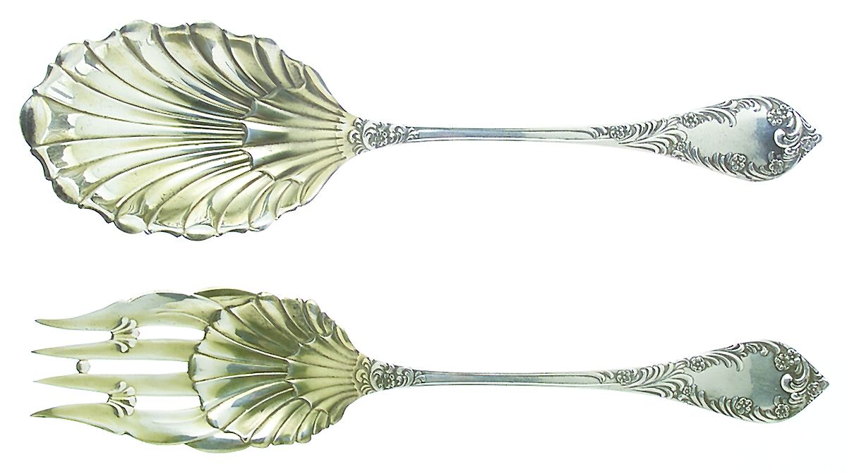 Albany (Sterling, 1890) (2 Pc) Solid Salad Set by Towle Silver-1