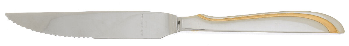 Alta (Stainless-Gold Accent) Steak Knife Individual Hollow, Serrate HC by Towle Silver-1