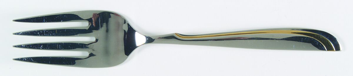 Alta (Stainless-Gold Accent) Large Solid Cold Meat Serving Fork by Towle Silver-1
