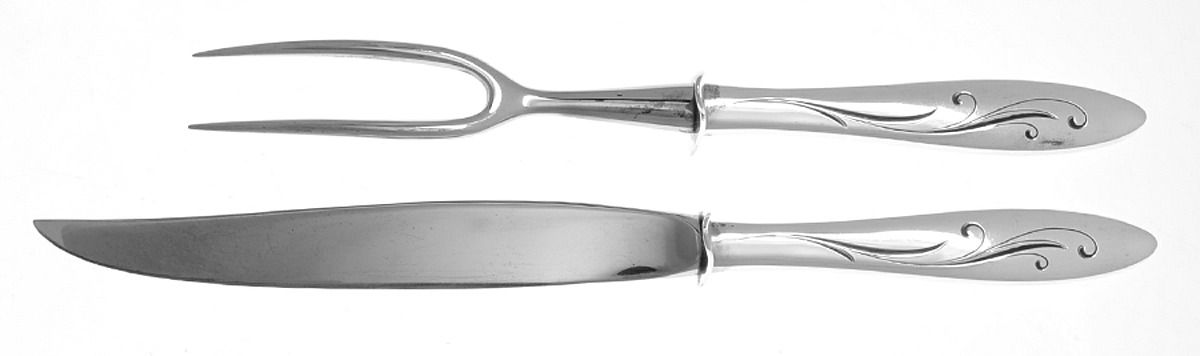 Awakening (Sterling, 1958, No Monograms) 2 Piece Small Carving Set W/ Sterling Guard by Towle Silver-1
