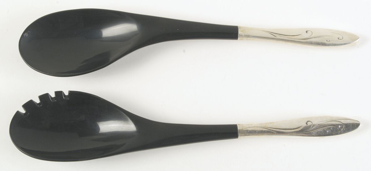 Awakening (Sterling, 1958, No Monograms) Plastic Bowl 2-Piece Salad Set by Towle Silver-1