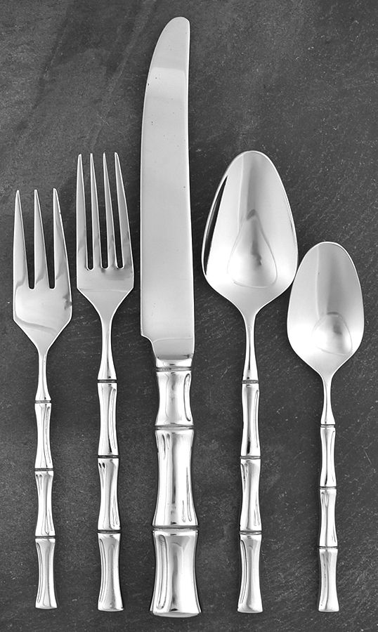 Bamboo-Bright Finish (Stainless) 5 Piece Place Setting by Towle Silver-1