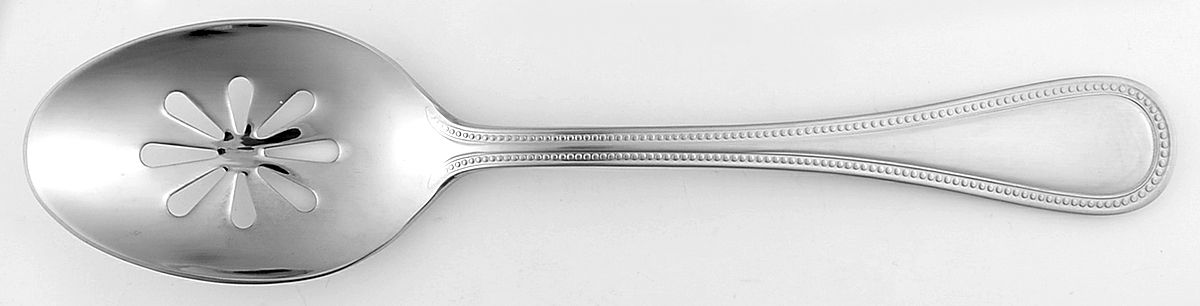 Beaded Antique (Stainless-Cutlery) Pierced Tablespoon (Serving Spoon) by Towle Silver-1