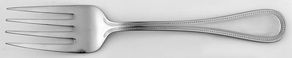 Beaded Antique (Stainless-Cutlery) Medium Solid Cold Meat Serving Fork by Towle Silver-1