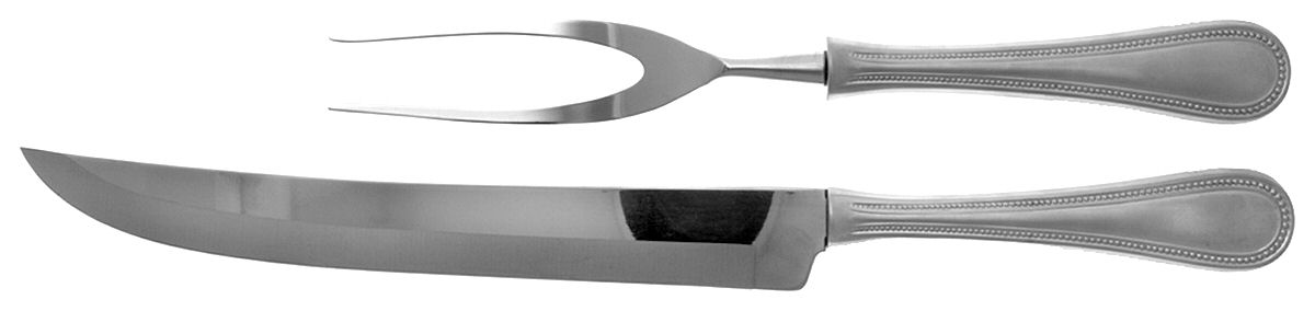 Beaded Antique (Stainless-Cutlery) Large 2-Piece Roast Carving Set with Stainless Blade by Towle Silver-1