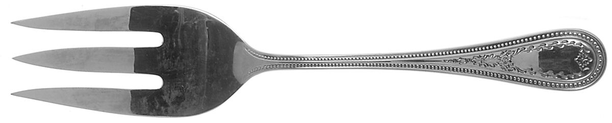 Beaded Antique-Engraved (Stainless) Large Solid Cold Meat Serving Fork by Towle Silver-1