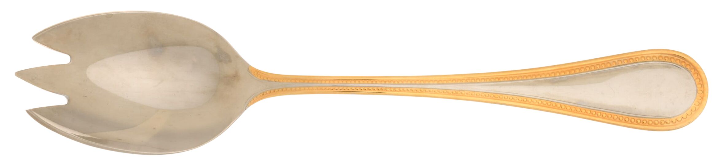 Beaded Antique Gold(Stainless, Gold Accent, Gls) 3 Tined Pierced Tablespoon (Serving Spoon) by Towle Silver-1